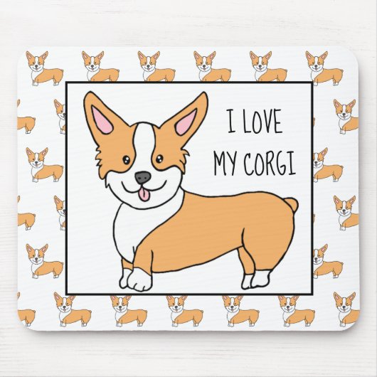 Tapis De Souris J'aime mon Corgi, le Cartoon Corgis (Devant)