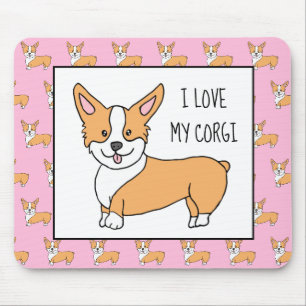 Tapis De Souris J'aime mon Corgi, le Cartoon Corgis