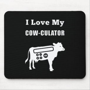 Tapis De Souris J'Aime Mon Cow-culator Funny Math Calculator Pun