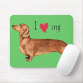 Tapis De Souris J'aime mon Dachshund (Avec souris)