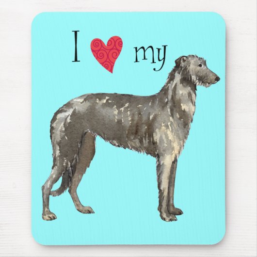 Tapis De Souris J'aime mon Deerhound écossais (Devant)