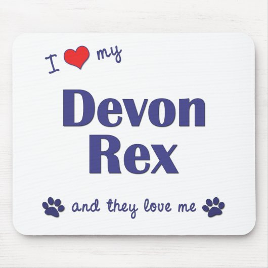 Tapis De Souris J'aime mon Devon Rex (les chats multiples) (Devant)