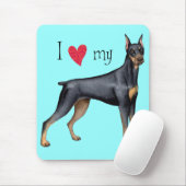 Tapis De Souris J'aime mon Doberman (Avec souris)