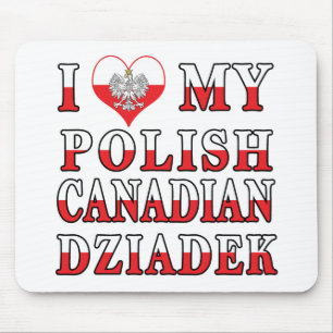 Tapis De Souris J'Aime Mon Drapeau Canadien Polonais Dziadek