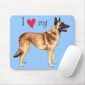 Tapis De Souris J'aime mon Malinois belge (Avec souris)