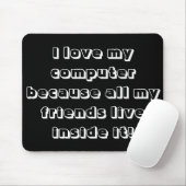 Tapis De Souris J'aime mon ordinateur (Avec souris)