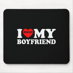 Tapis De Souris J'aime mon petit ami Je cœur Bf Drôle Couple Saint