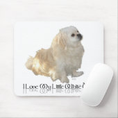 Tapis De Souris J'Aime Mon Petit Chien Blanc - Pekingese ! (Avec souris)