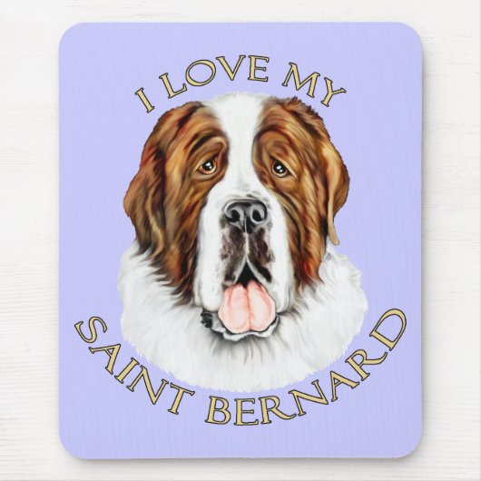 Tapis De Souris J'aime mon Saint Bernard (Devant)