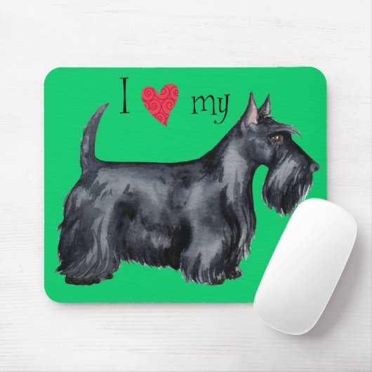 Tapis De Souris J'aime mon Scottie (Avec souris)