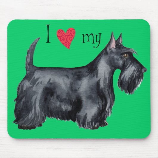 Tapis De Souris J'aime mon Scottie (Devant)