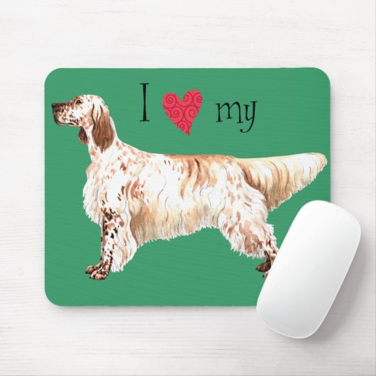 Tapis De Souris J'aime mon Setter anglais (Avec souris)