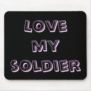 Tapis De Souris J'aime Mon Soldat Armée Rouge Et Militaire Noir