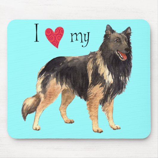 Tapis De Souris J'aime mon Tervuren belge (Devant)