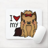 Tapis De Souris J'aime mon Yorkie, Yorkshire Terrier (Avec souris)