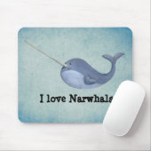 Tapis De Souris J'aime Narwhals (Avec souris)