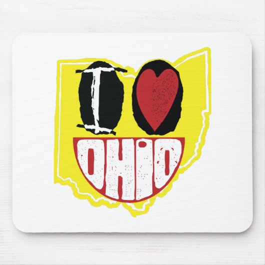 Tapis De Souris J'Aime Ohio Sourire Un Visage Heureux (Devant)
