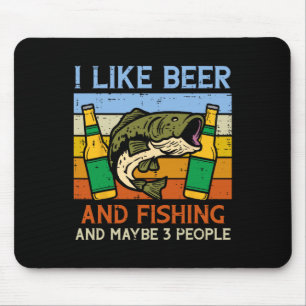 Tapis De Souris J'Aime Pêcher Et 3 Personnes Retro Pêcheur Pêcheur