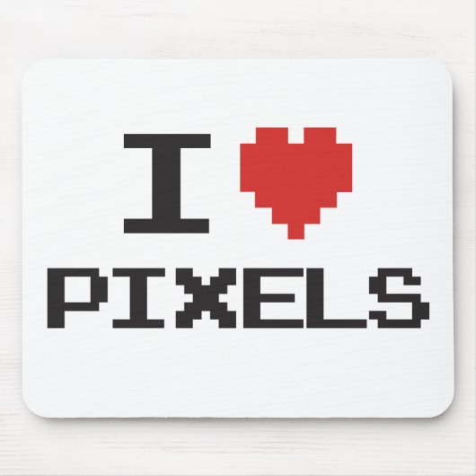 Tapis De Souris J'aime pixels pixellisé coeur rétro 8bit gamer (Devant)