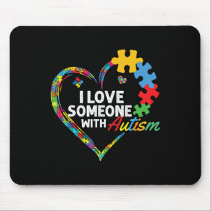 Tapis De Souris J'Aime Quelqu'Un Avec Autisme Puzzle Coeur 2