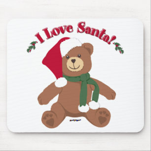 Tapis De Souris J'aime Santa ! Ours en peluche de Noël