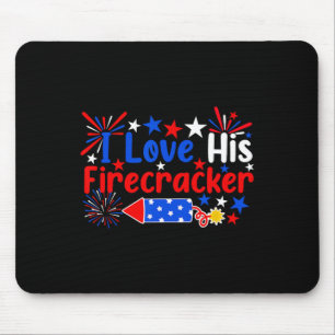 Tapis De Souris J'Aime Son Pirate Drôle 4 juillet Feu D'Artifice