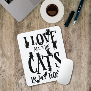 Tapis De Souris J'Aime Tous Les Chats De Ma Maison