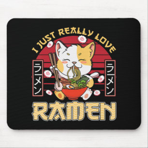Tapis De Souris J'Aime Vraiment Ramen Kawaii Anime Cat Ramen Gi