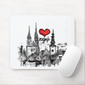 Tapis De Souris j'aime Zagreb (Avec souris)