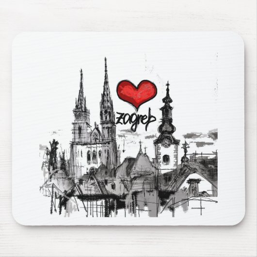 Tapis De Souris j'aime Zagreb (Devant)