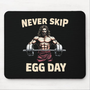 Tapis De Souris Jamais Sauter Jour des Oeufs Tee Drôle Jésus Gym J