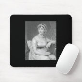 Tapis De Souris Jane Austen Portrait noir blanc et gris (Avec souris)