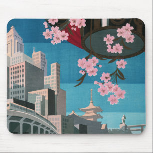 Tapis De Souris Japon Tokyo Vintage Affiche de voyage japonaise