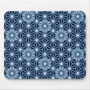 Tapis De Souris Japonais Asanoha motif - Indigo Blue