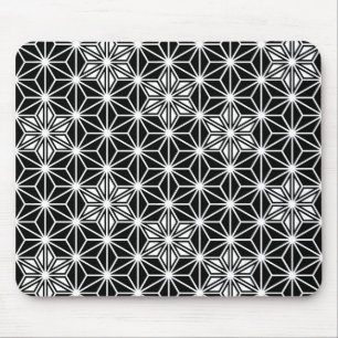 Tapis De Souris Japonais Asanoha motif - noir et blanc