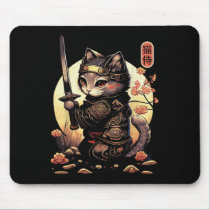 Tapis De Souris Japonais Samurai Chat Tattoo, Kawaii Ninja Chat