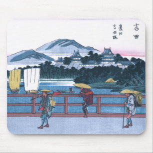 Tapis De Souris Japonais Ukiyo-e de pont de Yoshida par Hiroshige