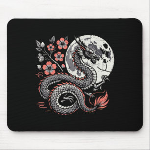 Tapis De Souris Japonaise Dragon Sakura Lune Cerise Fleur Hommes F