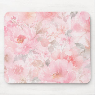 Tapis De Souris Jardin à l'aquarelle rose rêveur