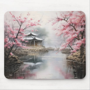 Tapis De Souris Jardin asiatique Arbres roses