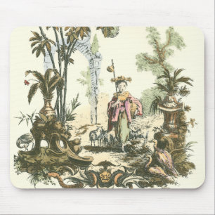 Tapis De Souris Jardin asiatique avec la femme et les animaux