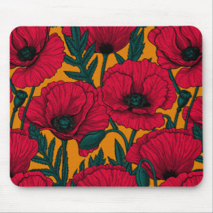 Tapis De Souris Jardin aux coquelicots rouges