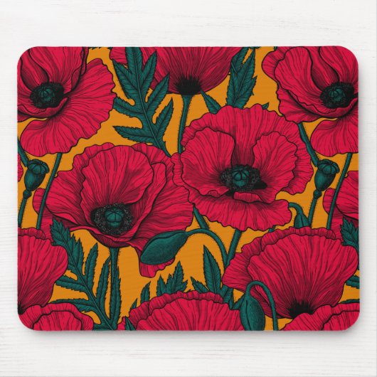 Tapis De Souris Jardin aux coquelicots rouges (Devant)