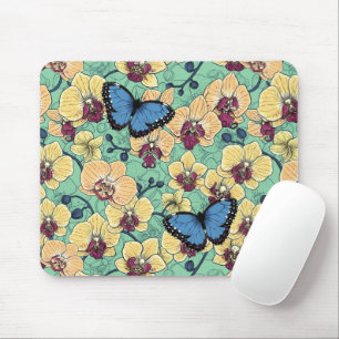 Tapis De Souris Jardin botanique d'orchidées avec papillons II