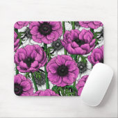 Tapis De Souris Jardin d'anémone rose (Avec souris)
