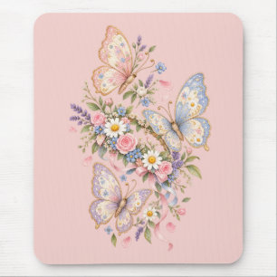 Tapis De Souris Jardin d'anniversaire papillon pastel