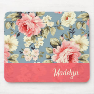 Tapis De Souris Jardin de campagne français chic floral script