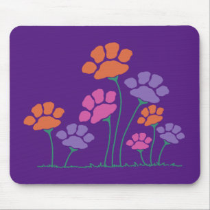 Tapis De Souris Jardin de fleurs à empreintes de pattes