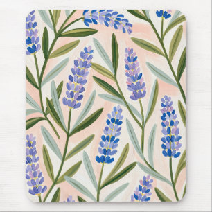 Tapis De Souris Jardin de fleurs sauvages bleues et lavande
