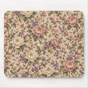 Tapis De Souris Jardin de roses botaniques vintage et motif papill